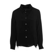 Kent Kraag Blouse Oversize Fit Drykorn , Black , Dames