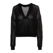 Mouwloze Top met V-hals en Knoopsluiting Drykorn , Black , Dames