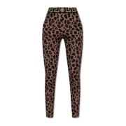 Logo leggings Versace , Brown , Dames