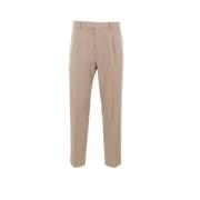 Beige Katoen Wol Straight-Leg Broek Ermenegildo Zegna , Beige , Heren