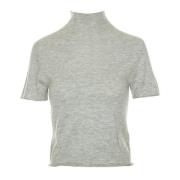 Gebreide Turtle Neck Cropped T-Shirt Drykorn , Gray , Dames