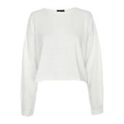 Lange mouw shirt met ronde hals Drykorn , White , Dames