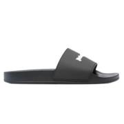 Zwarte Pool Sliders met Wit Logo Palm Angels , Black , Heren