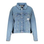 Blauwe Denim Jack Lange Mouw Gewassen Calvin Klein , Blue , Heren