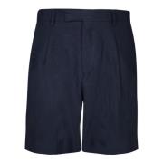 Blauwe Linnen Bermuda Shorts Lardini , Blue , Heren