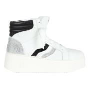 Hoge leren platform sneakers Gio+ , White , Dames