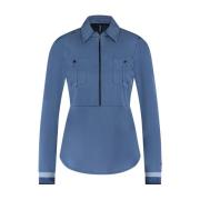 Blauwe Top met Rits Lange Mouw Zip73 , Blue , Dames