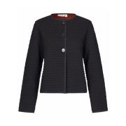 Gestructureerde Zwarte Jas Majuanta Stijl Masai , Black , Dames