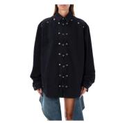 Snap Off Denim Shirt Zwart Evergreen Y/Project , Black , Dames