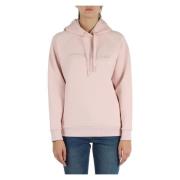 Katoen Modal Hoodie met Strass Logo Armani Exchange , Pink , Dames