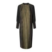 Elegante Amila Jurk Olijf Print Rabens Saloner , Green , Dames