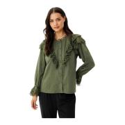 Lila Shirt 16398 Army Blouse IN Front , Green , Dames