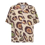 Beige Patroon Bowling Neck Shirt Bonsai , Multicolor , Heren