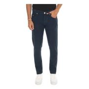 Aanpasbare 5-pocket broek met leren logo Tramarossa , Blue , Heren