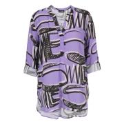 Graffiti Print Blouse Doris S , Purple , Dames