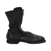 Zwarte Leren Rits Enkellaarzen Guidi , Black , Dames