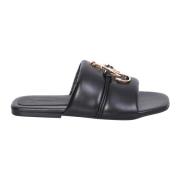 Zwarte Leren Sandalen Elegante Stijl JW Anderson , Black , Dames