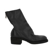 Zwarte Leren Rits Enkellaarzen Guidi , Black , Dames