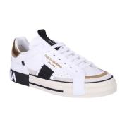 Witte Sneakers Metallic Inzetstukken Rubberen Zool Dolce & Gabbana , W...