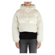 Gewatteerde Cropped Hoodie Jas Armani Exchange , Beige , Dames