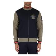 Regular Fit Katoen Zip Sweater Aeronautica Militare , Blue , Heren