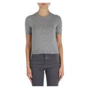 Wol Cashmere Geribbelde Kraag Trui Marella , Gray , Dames