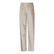 Luxe Nude Velvet Broek Brunello Cucinelli , Beige , Dames