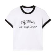 Witte Geborduurde Logo T-shirts en Polos Off White , White , Dames