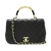 Pre-owned Leather shoulder-bags Chanel Vintage , Black , Dames