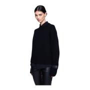 Oversized Ronde Hals Trui Silvian Heach , Black , Dames