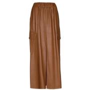 Eco Lederen Midi Rok Caroline Biss , Brown , Dames