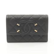 Pre-owned Leather wallets Chanel Vintage , Black , Dames