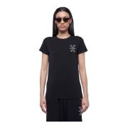 Logo T-shirt met ronde hals John Richmond , Black , Dames