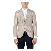 Beige Knoopsluiting Blazer Lente/Zomer Mannen Mulish , Beige , Heren