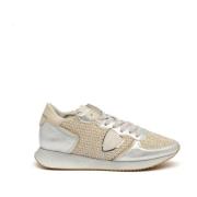 Beige Stoffen Sneakers met Zilveren Details Philippe Model , Beige , D...