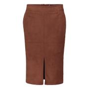 Imitatieleer Rok Effen Kleur Betty Barclay , Brown , Dames