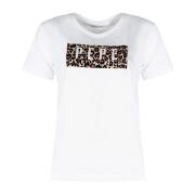 Casual Ronde Hals Bedrukt T-shirt Pepe Jeans , White , Dames