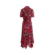 Georgette klaproos bloemen lange jurk Polo Ralph Lauren , Red , Dames