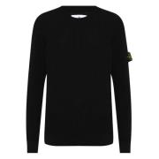 Wollen Crewneck Trui Horizontaal Band Stone Island , Black , Heren