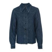 Western Denim Shirt Closed , Blue , Dames