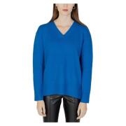 Blauwe V-hals Gebreide Top Street One , Blue , Dames