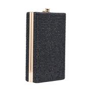 Stijve Strass Clutch met Kettingriem Silvian Heach , Black , Dames