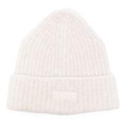 Geribbelde Beanie Hoed Ivoor Applicatie Autry , White , Heren