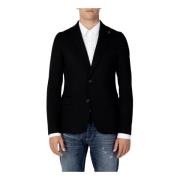 Zwarte Button-Up Blazer Herfst/Winter Mulish , Black , Heren