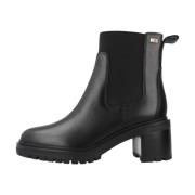 Leren Chelsea Boots met Middelhoge Hak Tommy Hilfiger , Black , Dames