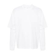 Gelaagde Crew Neck Sweater Wit Sacai , White , Heren