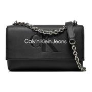 Zwarte Print Schoudertas Met Kliksluiting Calvin Klein Jeans , Black ,...