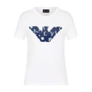 Wit Katoenmix Jersey T-shirt Emporio Armani , White , Dames