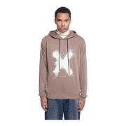 Hoodie met verstelbaar trekkoord en logo John Richmond , Beige , Heren