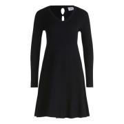 Elegant V-Neck Knit Dress vera mont , Black , Dames